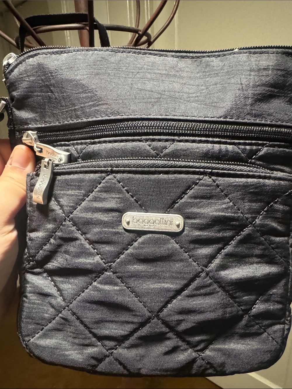 Baggallini Quilted Crossbody Bag in Charcoal Gray